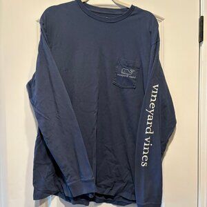 Navy Vineyard Vines Long Sleeve Pocket Tshirt